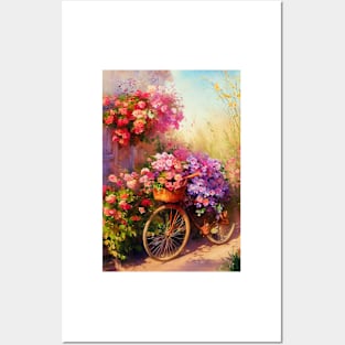 Watercolor vintage bike Posters and Art